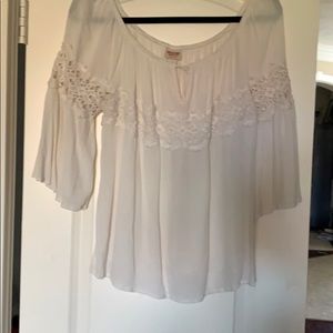 Cream off the shoulder top with lace detail